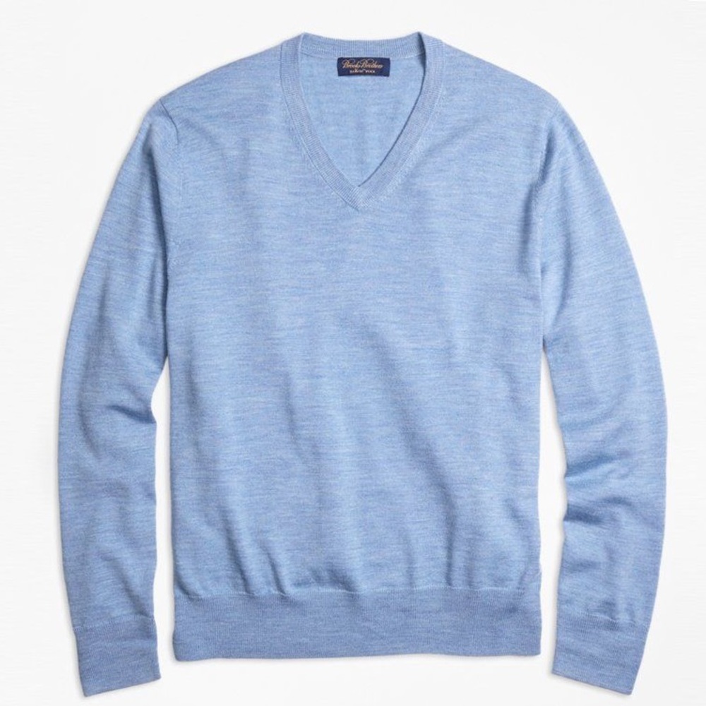 Brooks Brothers Saxxon Wool V Neck Sweater